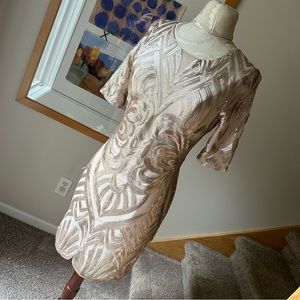 Gianni Bini Gold Sequin Beaded Cocktail Dress